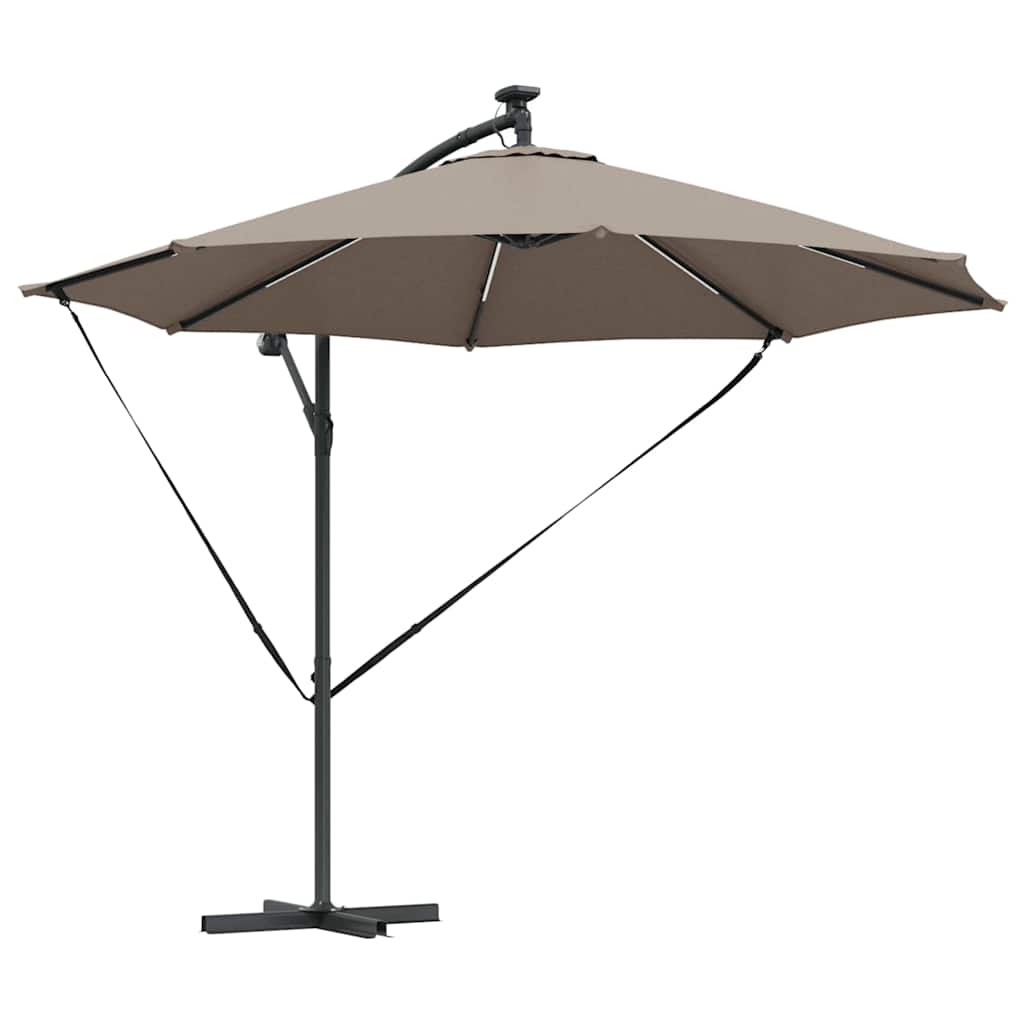 vidaXL Ομπρέλα ηλίου με φώτα λωρίδας LED Taupe 294 x 294 x 248 cm