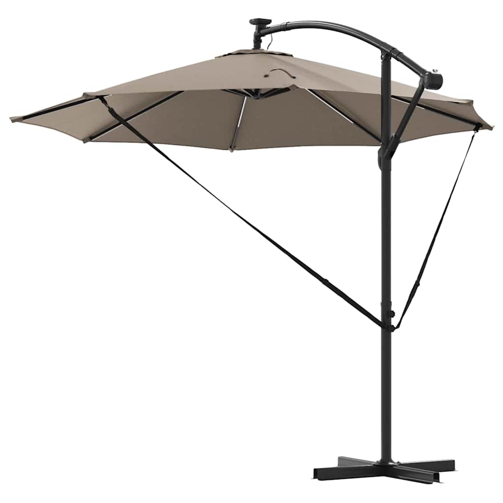 vidaXL Ομπρέλα ηλίου με φώτα λωρίδας LED Taupe 294 x 294 x 248 cm