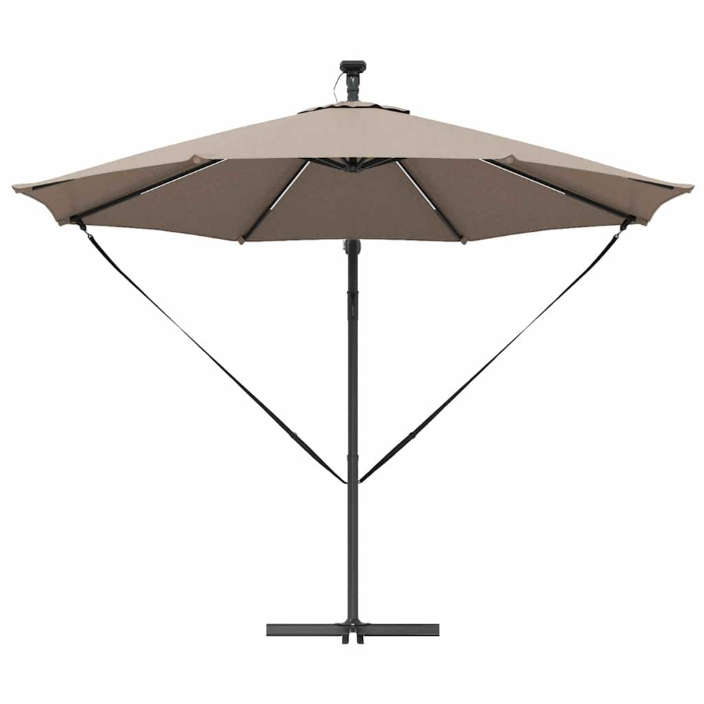 vidaXL Ομπρέλα ηλίου με φώτα λωρίδας LED Taupe 294 x 294 x 248 cm