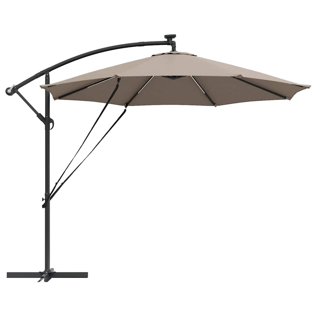vidaXL Ομπρέλα ηλίου με φώτα λωρίδας LED Taupe 294 x 294 x 248 cm