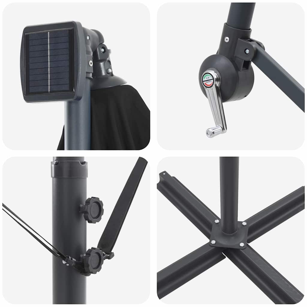 vidaXL Ομπρέλα ηλίου 294 x 294 x 248 cm Πολυεστέρας και Αλουμίνιο