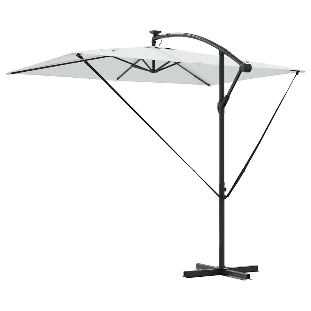 vidaXL Ομπρέλα ηλίου με φώτα λωρίδας LED Άμμος 294 x 200 x 270 εκ