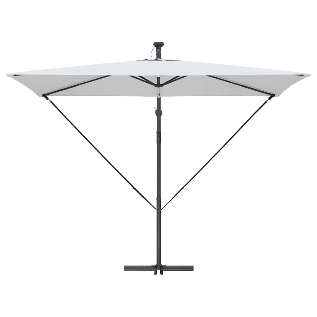 vidaXL Ομπρέλα ηλίου με φώτα λωρίδας LED Άμμος 294 x 200 x 270 εκ