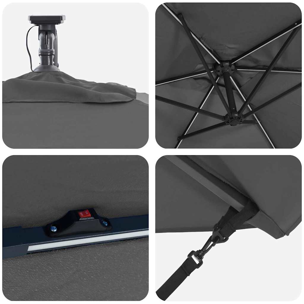 vidaXL Ομπρέλα Cantilever Banana Ανθρακί 294 x 200 x 254 εκ.