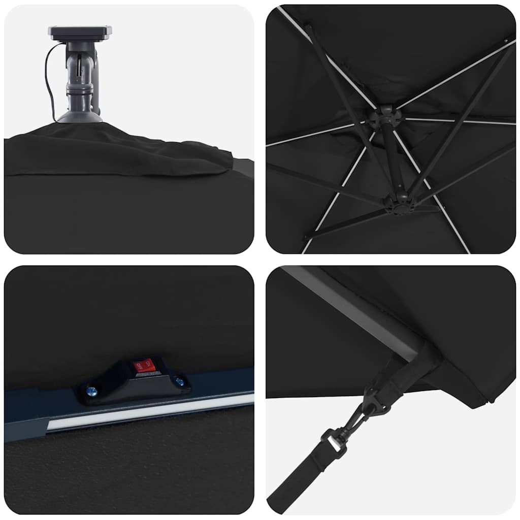 vidaXL Ομπρέλα Cantilever Banana Μαύρο 294 x 200 x 254 εκ.