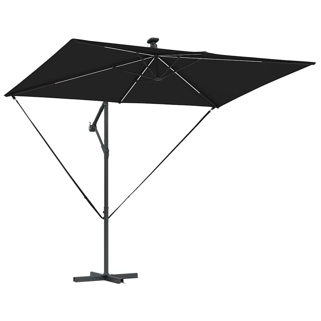 vidaXL Ομπρέλα ηλίου με φώτα λωρίδας LED Μαύρο 294 x 200 x 270 εκ