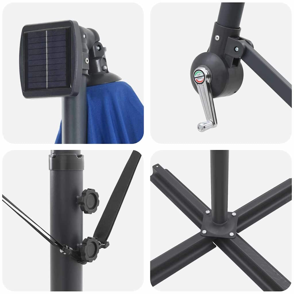 vidaXL Ομπρέλα ηλίου με φώτα λωρίδας LED Αζούρ μπλε 294 x 200 x 270 εκ