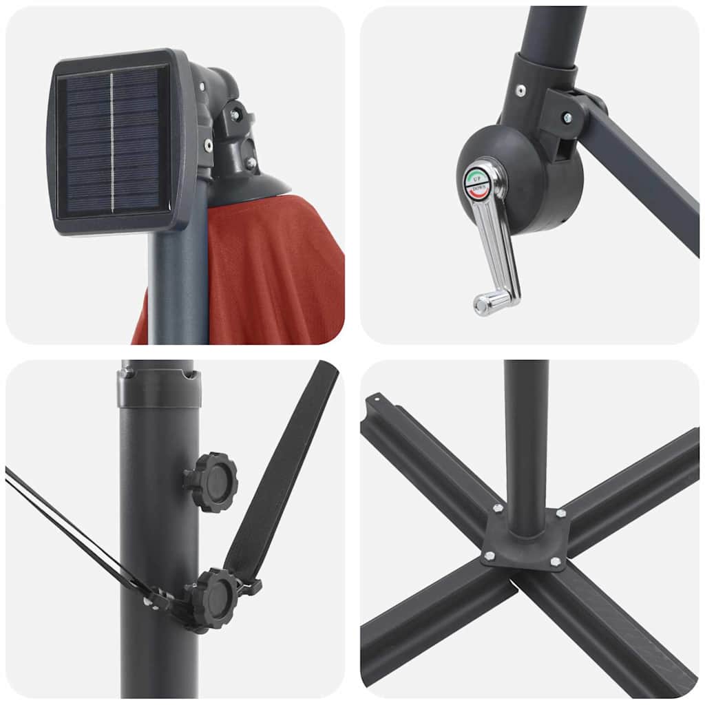 vidaXL Ομπρέλα ηλίου με φώτα λωρίδας LED Τερακότα 294 x 200 x 270 εκ