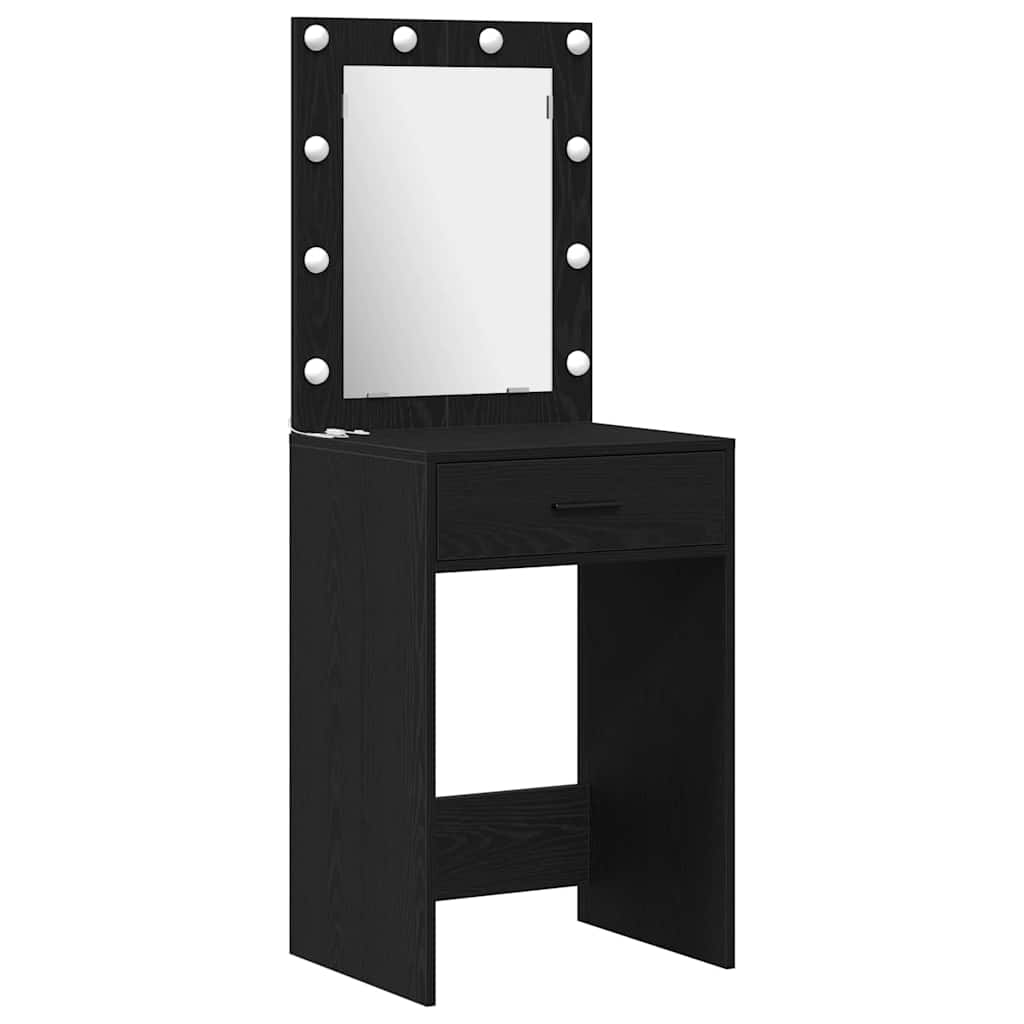 vidaXL 2 τεμάχιο σετ dressing table με LED Μαύρο Επεξεργασμένο ξύλο