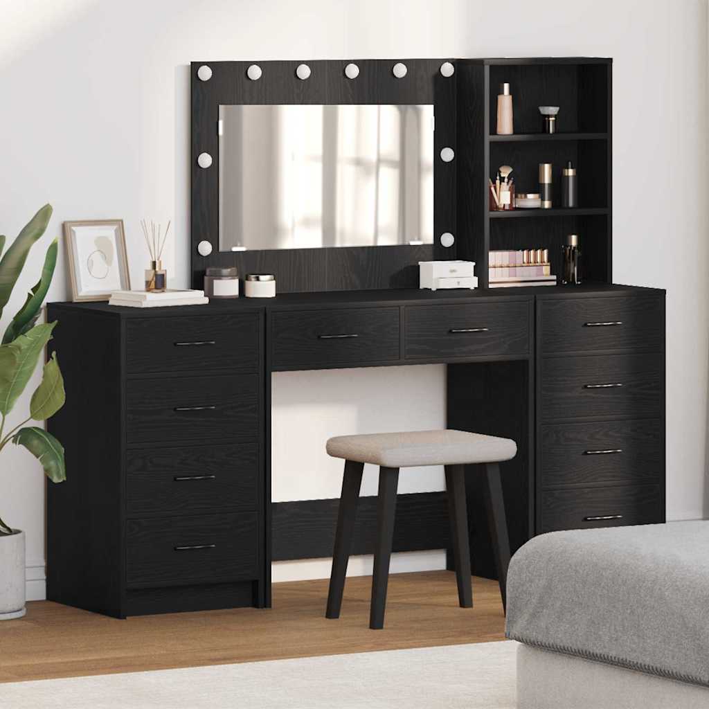 vidaXL Τραπέζι περιποίησης 3 τμχ. Μαύρη Οξυά 78,5 x 41 x 135 εκ
