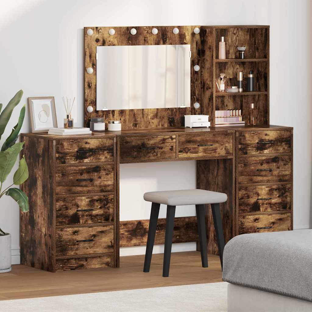 vidaXL Τραπέζι περιποίησης 3 pcs Καπνιστό Δρύς Επεξεργασμένο ξύλο
