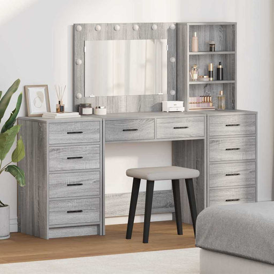 vidaXL Τραπέζι περιποίησης 3 pcs Γκρίζο Σονομα Επεξεργασμένο ξύλο
