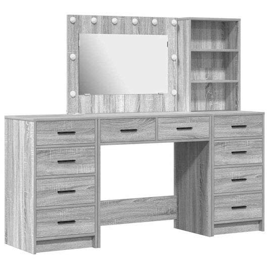 vidaXL Τραπέζι περιποίησης 3 pcs Γκρίζο Σονομα Επεξεργασμένο ξύλο