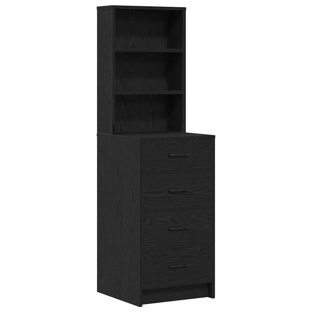 σετ τραπεζιού ντύσιμου 3 κομματιών με LED σε μαύρο επεξεργασμένο ξύλο