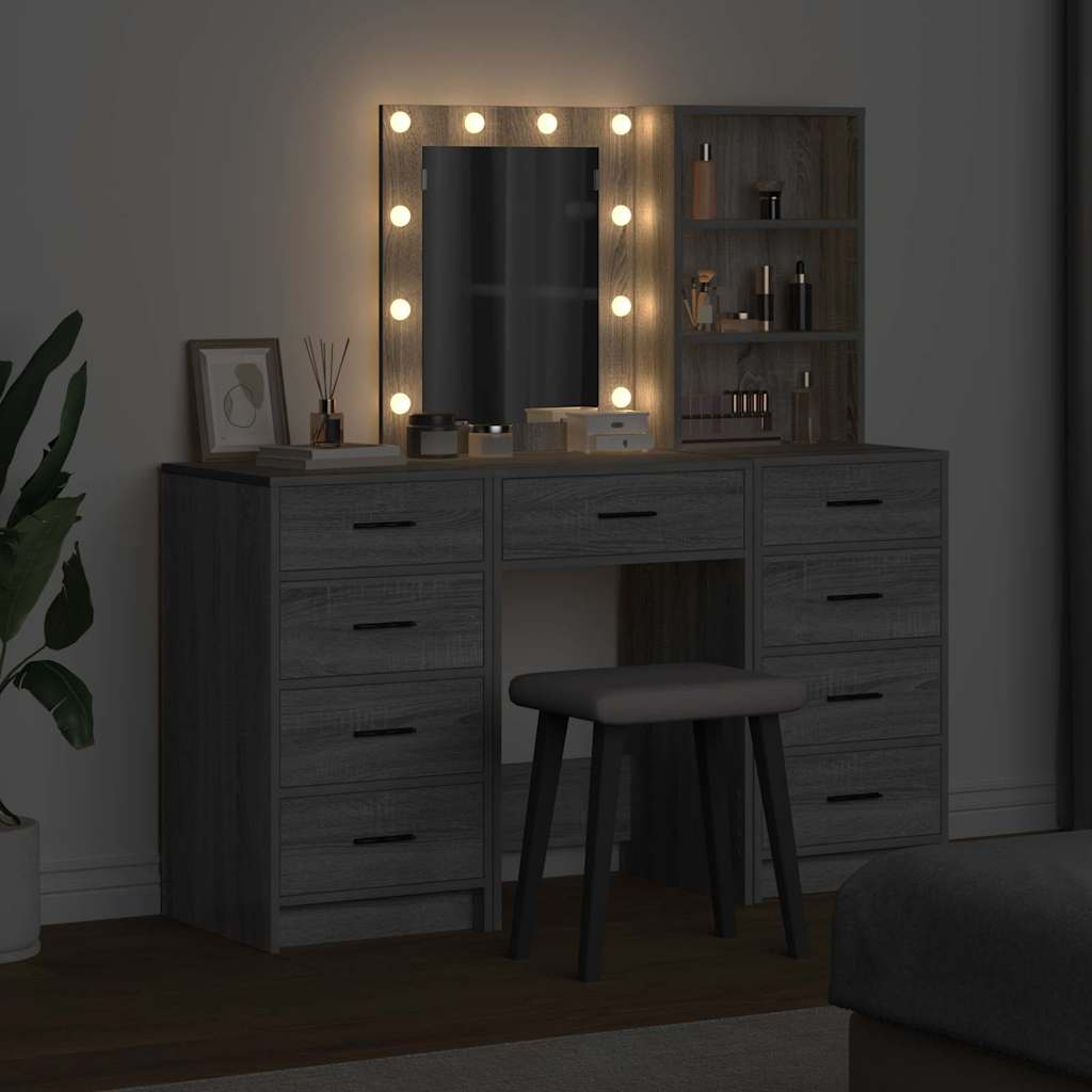 vidaXL Τραπέζι περιποίησης με συρτάρι 3 pcs Γκρι 40 x 41 x 135 εκ.