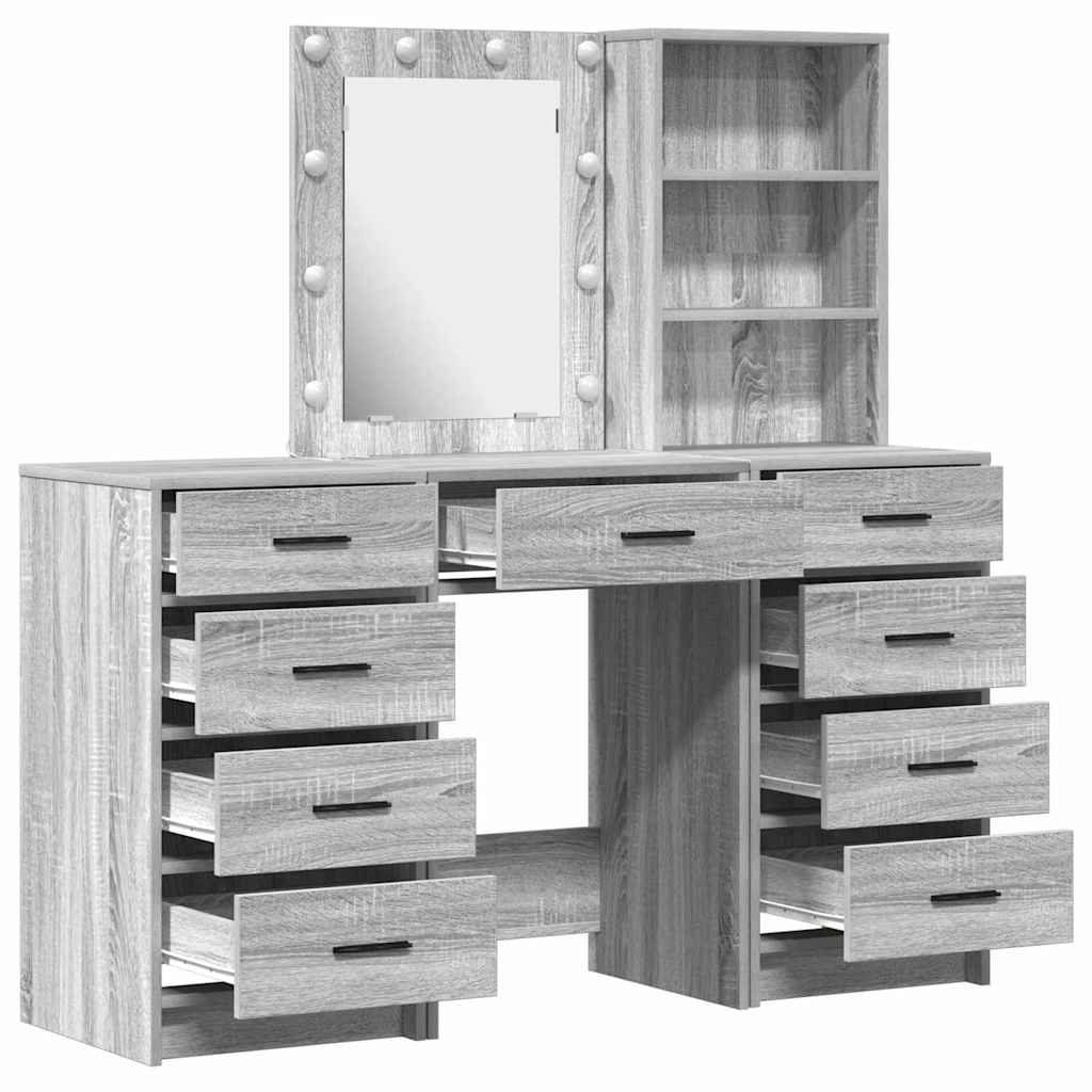 vidaXL Τραπέζι περιποίησης με συρτάρι 3 pcs Γκρι 40 x 41 x 135 εκ.