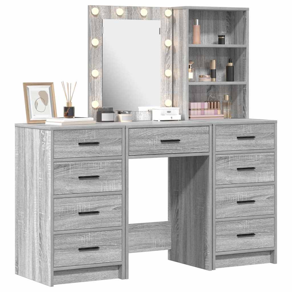 vidaXL Τραπέζι περιποίησης με συρτάρι 3 pcs Γκρι 40 x 41 x 135 εκ.