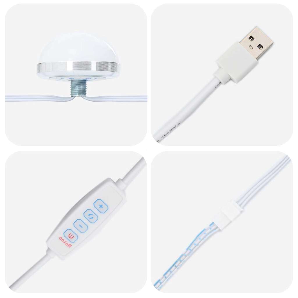 vidaXL 2 Τεμαχίων Σετ Μακιγιάζ με LED Λευκό Επεξεργασμένο Ξύλο