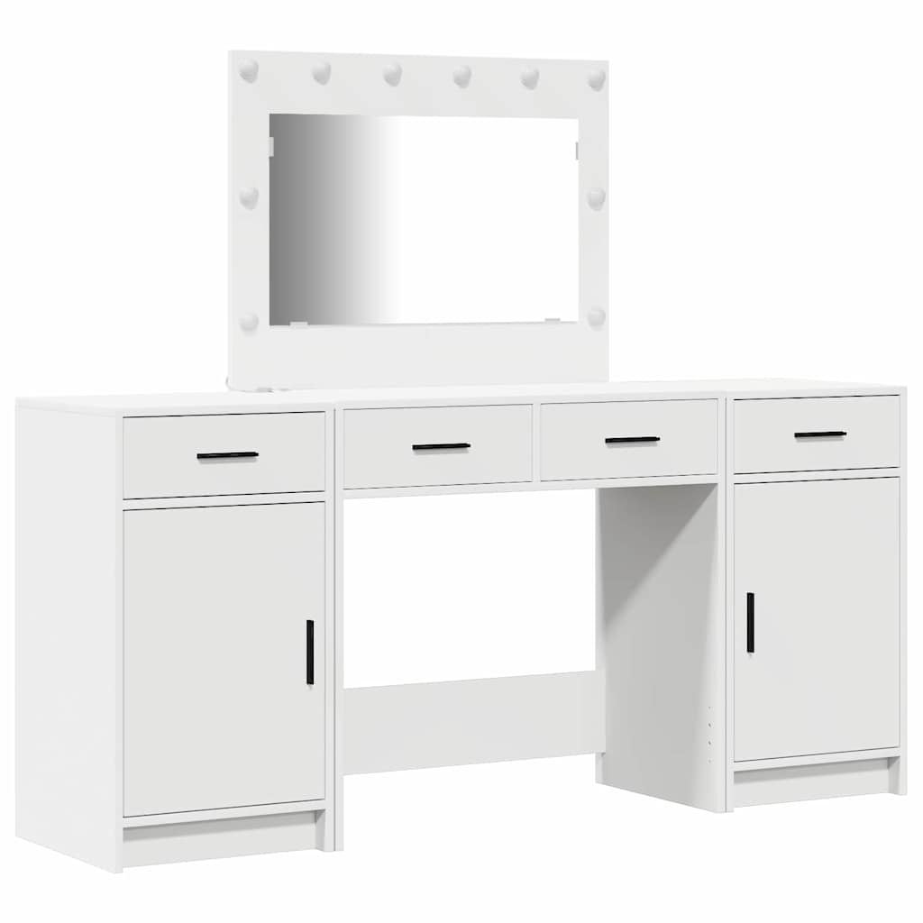 vidaXL Τραπέζι περιποίησης με συρτάρι 3 pcs Λευκό Επεξεργασμένο ξύλο