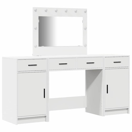 vidaXL Τραπέζι περιποίησης με συρτάρι 3 pcs Λευκό Επεξεργασμένο ξύλο