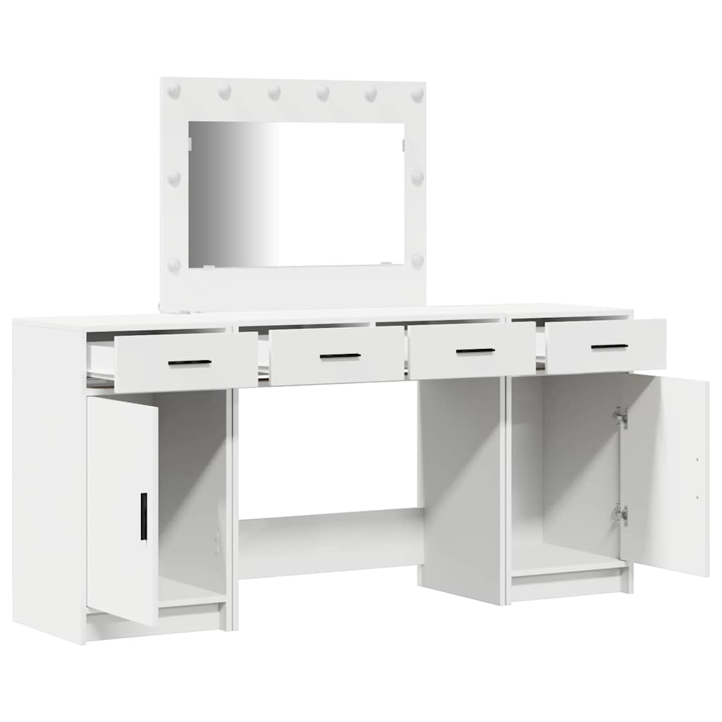 vidaXL Τραπέζι περιποίησης με συρτάρι 3 pcs Λευκό Επεξεργασμένο ξύλο