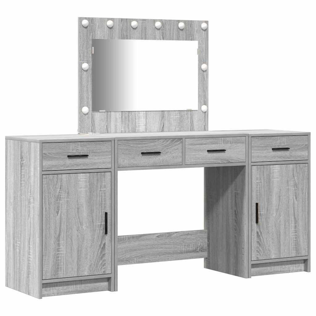 vidaXL Τραπέζι περιποίησης με συρτάρι 3 pcs Γκρι Επεξεργασμένο ξύλο