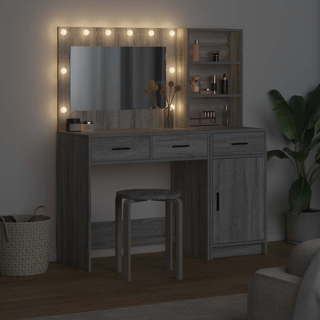 vidaXL Τραπέζι περιποίησης με συρτάρι 2 pcs Γκρι Επεξεργασμένο ξύλο