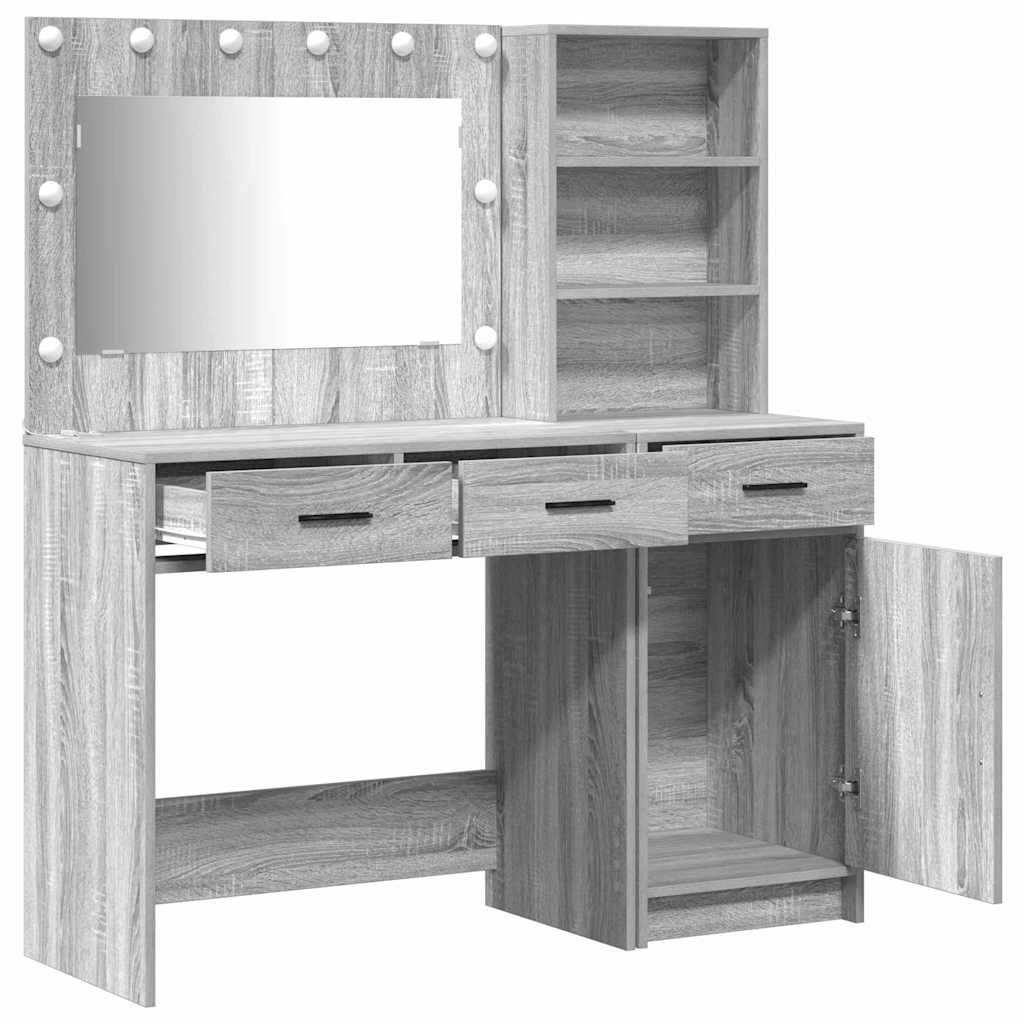 vidaXL Τραπέζι περιποίησης με συρτάρι 2 pcs Γκρι Επεξεργασμένο ξύλο