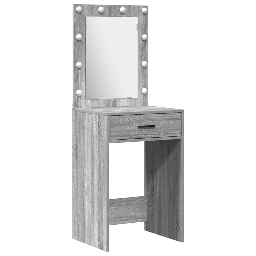 vidaXL Σετ Τραπέζι Ντυσίματος με LED με συρτάρι 2 pcs Γκρίζο Σονομα