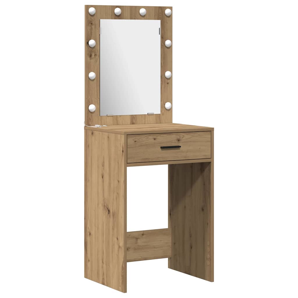 vidaXL Σετ Τραπέζι Ντυσίματος με LED 2 τμχ. Artisan Oak