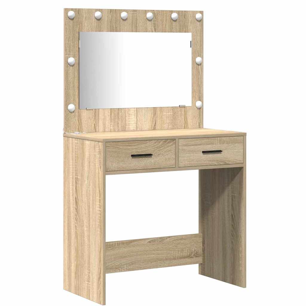 vidaXL Σετ Τραπέζι Ντυσίματος με LED 3 τμχ. Δρύς Sonoma