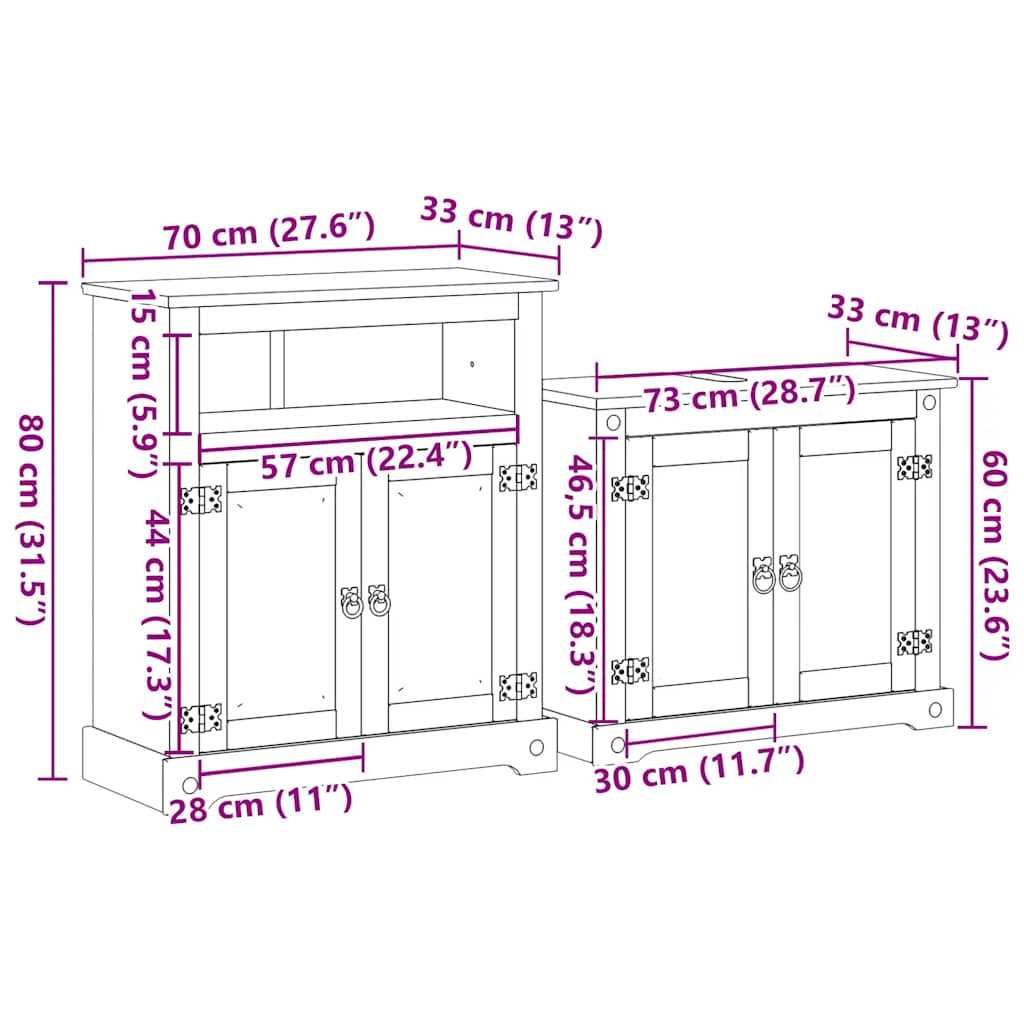 vidaXL Σετ Έπιπλα Μπάνιου 2 Τεμαχίων Corona από Μασίφ Ξύλο Πεύκου