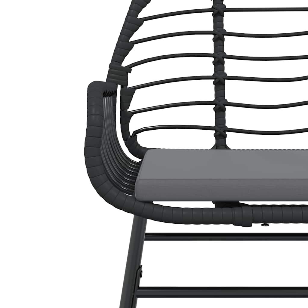 vidaXL Σετ Τραπεζαρίας Κήπου 5Τεμ. Μαύρο Συνθ.Ρατάν/Γυαλί με Μαξιλάρια