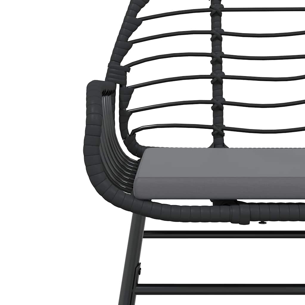 vidaXL Σετ Τραπεζαρίας Κήπου 7Τεμ. Μαύρο Συνθ.Ρατάν/Γυαλί με Μαξιλάρια