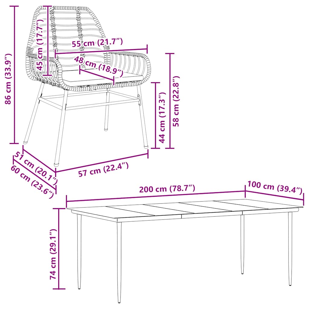 vidaXL Σετ Τραπεζαρίας Κήπου 9 τεμ Μαύρο Συνθ.Ρατάν/Γυαλί με Μαξιλάρια