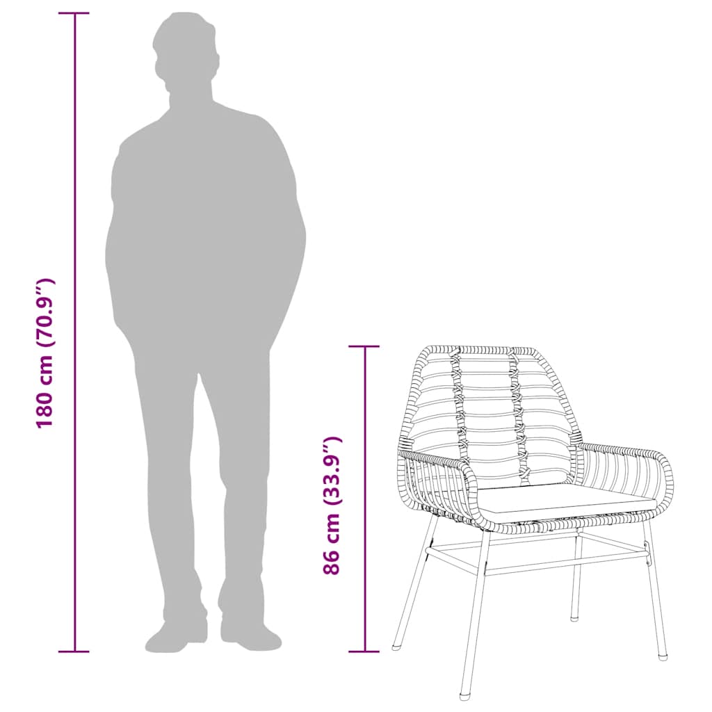 vidaXL Σετ Τραπεζαρίας Κήπου 7Τεμ. Μαύρο Συνθ.Ρατάν/Γυαλί με Μαξιλάρια