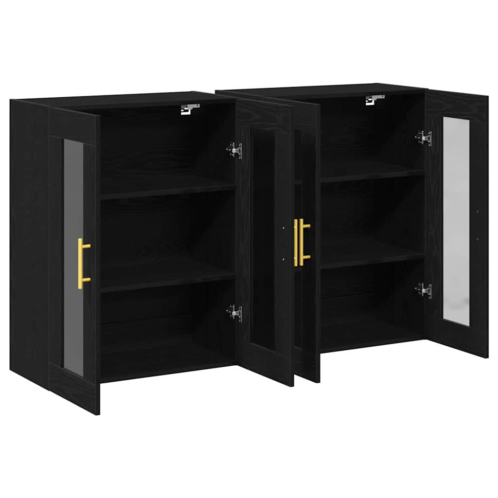 vidaXL Τοποθετημένα Κ Cabinets 2 τεμαχίων Μαύρη Δρυς 69,5 x 34 x 90 εκ Κατασκευασμένο από Ξύλο
