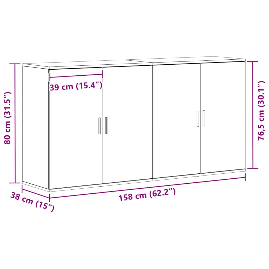 vidaXL Σύνθετα 2 τμχ Καρυδιά 79x38x80 εκ Επεξεργασμένο ξύλο