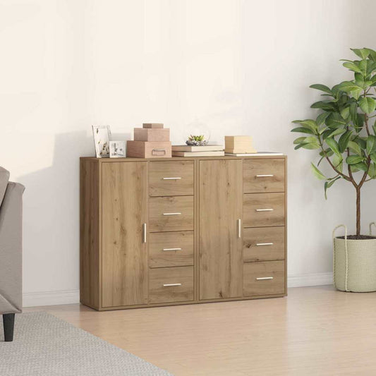 vidaXL Πλαϊνό γραφείο με συρτάρι 2 pcs Artisan Oak 60 x 31 x 84 εκ.