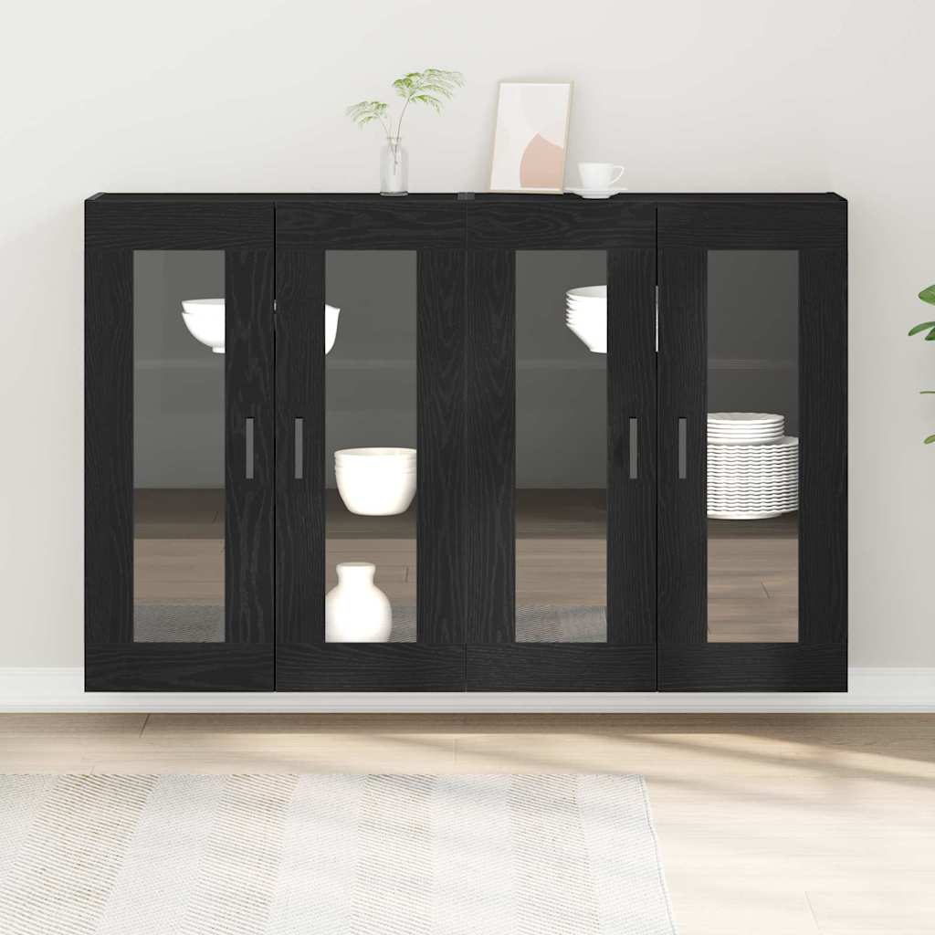 vidaXL Τοίχοι Βαθιά Κ cabinets 2 τεμάχια Μαύρο Δρυς 69,5x34x90 εκ Μηχανικής Ξυλείας