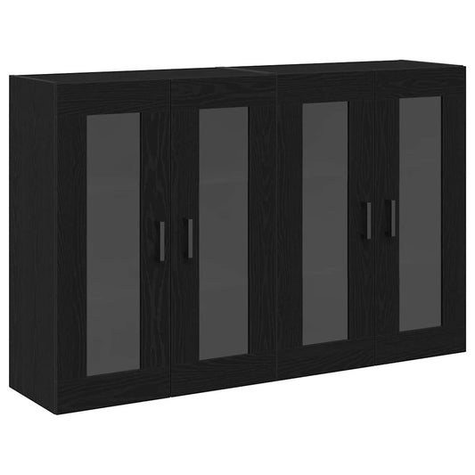 vidaXL Τοίχοι Βαθιά Κ cabinets 2 τεμάχια Μαύρο Δρυς 69,5x34x90 εκ Μηχανικής Ξυλείας