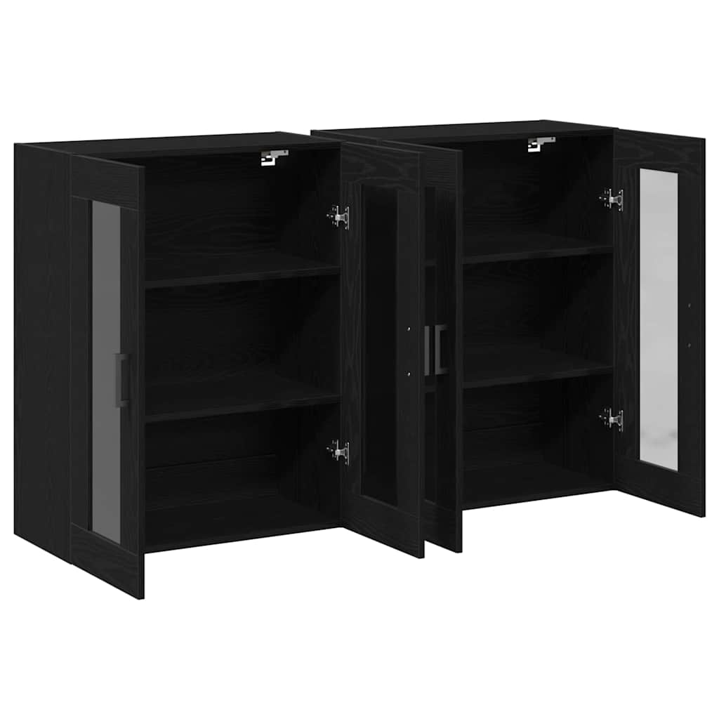 vidaXL Τοίχοι Βαθιά Κ cabinets 2 τεμάχια Μαύρο Δρυς 69,5x34x90 εκ Μηχανικής Ξυλείας