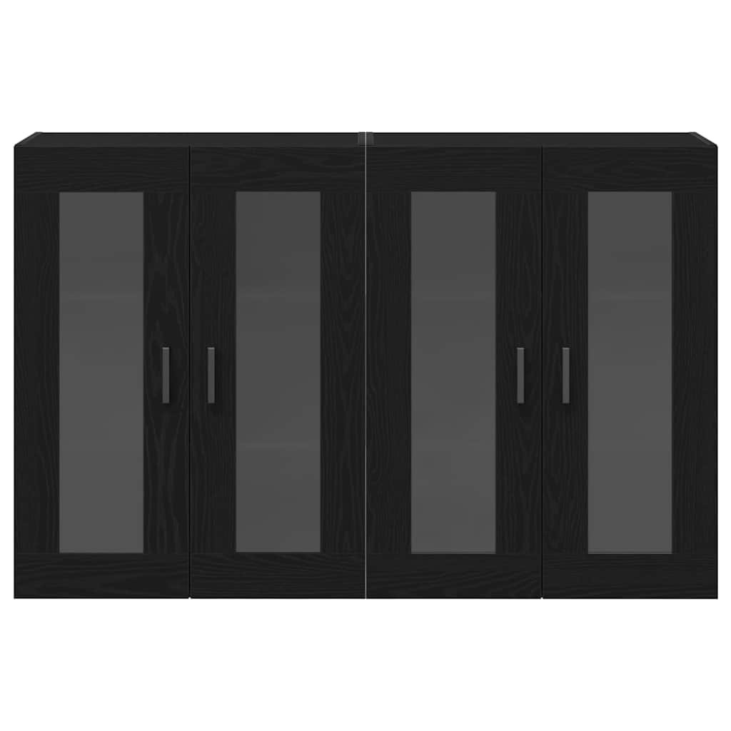 vidaXL Τοίχοι Βαθιά Κ cabinets 2 τεμάχια Μαύρο Δρυς 69,5x34x90 εκ Μηχανικής Ξυλείας