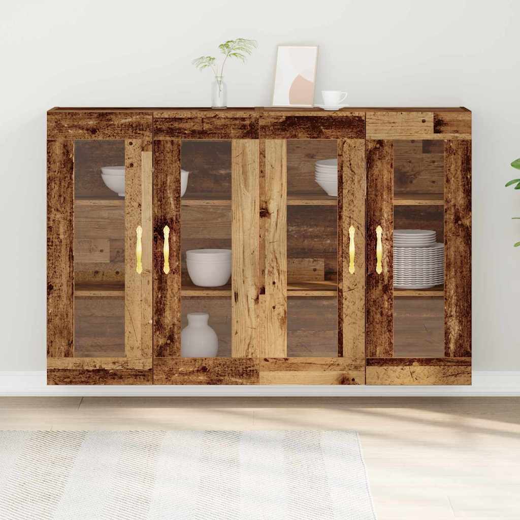vidaXL Τοίχου Ντουλάπια 2 τμχ από Παλιό Ξύλο 69,5 x 34 x 90 εκ, Κατασκευασμένο Ξύλο