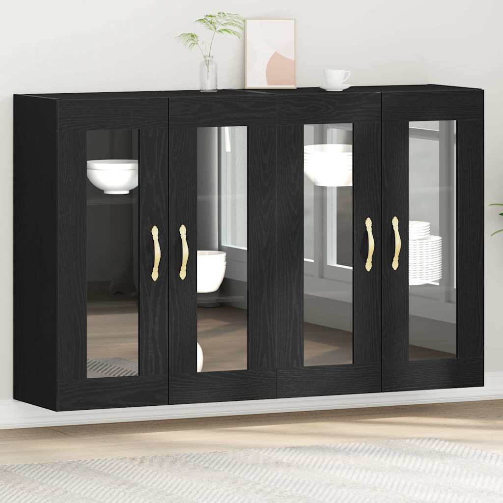 vidaXL Ντουλάπες Τοίχου 2 τμχ Μαύρη Δρυς 69,5 x 34 x 90 εκ. Επηρεασμένο Ξύλο