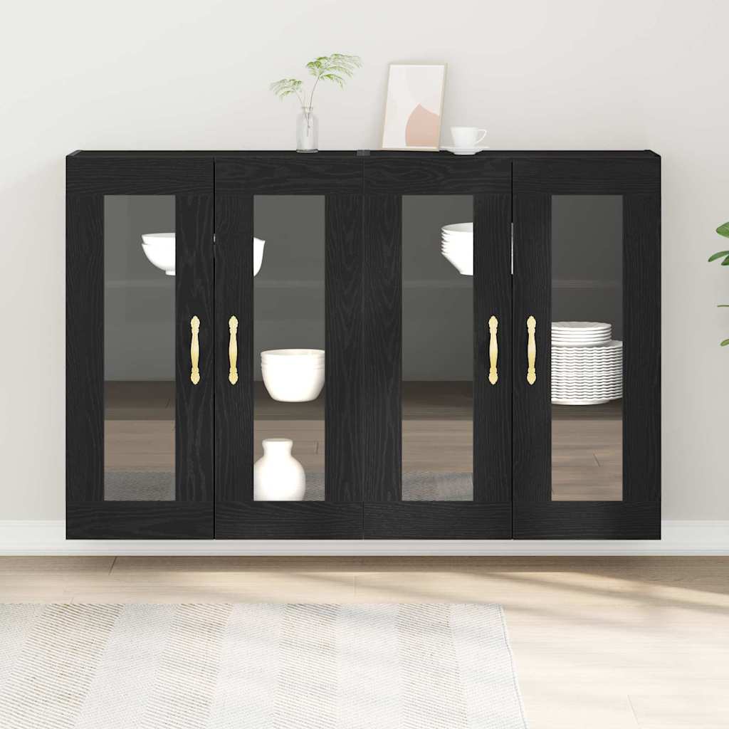 vidaXL Ντουλάπες Τοίχου 2 τμχ Μαύρη Δρυς 69,5 x 34 x 90 εκ. Επηρεασμένο Ξύλο