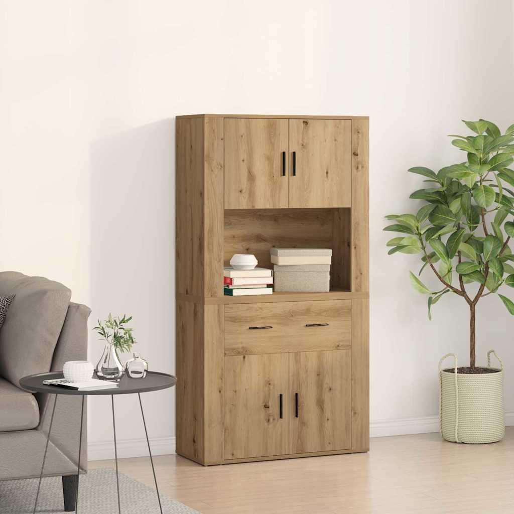 vidaXL Υψηλός Μπουφές artisan δρυς 80 x 33 x 150 εκ Επεξεργασμένο ξύλο