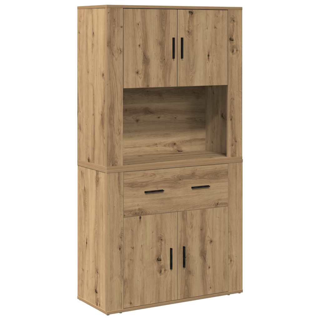 vidaXL Υψηλός Μπουφές artisan δρυς 80 x 33 x 150 εκ Επεξεργασμένο ξύλο