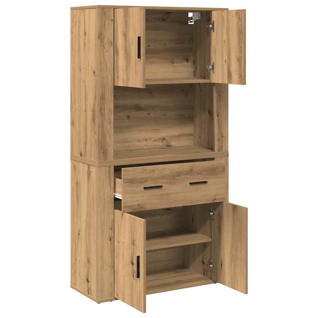 vidaXL Υψηλός Μπουφές artisan δρυς 80 x 33 x 150 εκ Επεξεργασμένο ξύλο