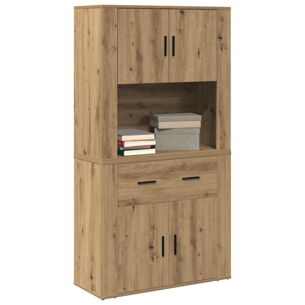 vidaXL Υψηλός Μπουφές artisan δρυς 80 x 33 x 150 εκ Επεξεργασμένο ξύλο